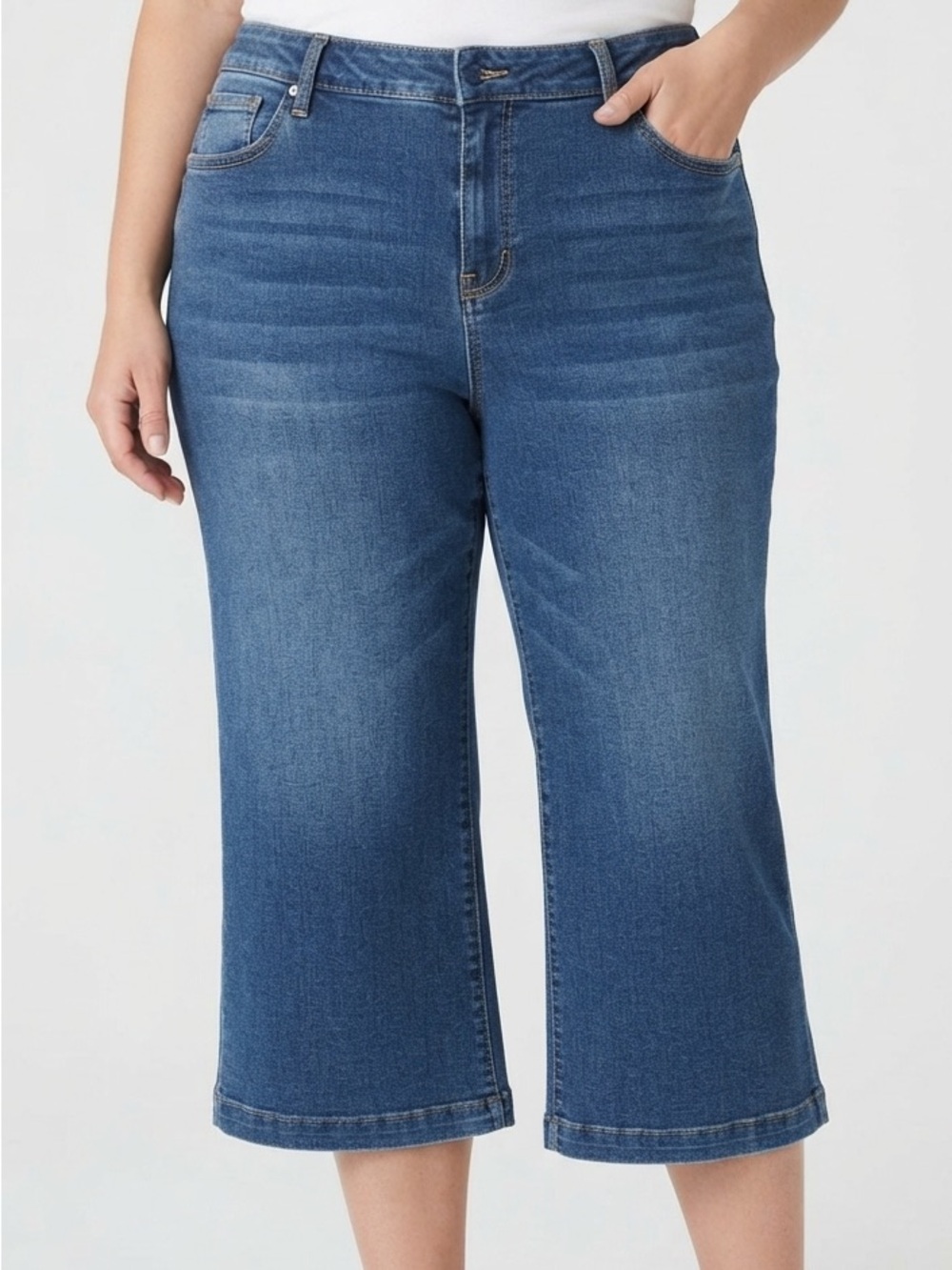 SideFeel Classic Dark Blue Women's Jeans Capri Size 18
